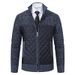 Men's Clothing Casual Stand Collar Sweater Coat Men's Winter Casual Stand Collar Sweater Jacket With Fleece Lining Diamond Grid Knit Cardigan_viptrois.com