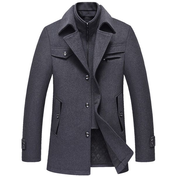 Men's Wool Blend Overcoat - Business Casual Trench Coat With Detachable Lining (Black/Navy/Wine, M-5XL)_viptrois.com
