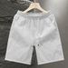 Men's Trendy White Light Luxury Jacquard Drawstring Shorts Casual Five Point Beach Wear Non-Stretch Polyester_viptrois.com
