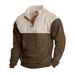 Spring Autumn 2025 Fashion Outerwear Youth Men's Stand Collar Half Button Splicing Long Sleeve Casual Slim Sweatshirts_viptrois.com