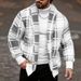 Men's Clothing Men's Checkered Fleece Cardigan Jacket - Autumn Winter Casual Outerwear With Ribbed Hem, Slim Fit Long Sleeve Coat For Street Style_viptrois.com