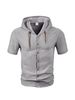Men's Solid-color Cotton And Linen Cardigan, Trendy And Versatile, Loose And Lightweight, Casual Short-sleeved Men's Shirt, Hooded Jacket_viptrois.com