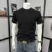 Men's Short Sleeve T-Shirt Round Neck Simple Solid Color Fashionable Versatile Trendy Handsome Spring Autumn Top_viptrois.com