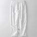 Men's Clothing Linen Casual Trousers Loose Straight Linen Trousers Elastic Waist Cotton And Linen Trousers_viptrois.com
