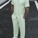 Men's Solid Color Breathable Long Sleeved Shirt And Drawstring Pants Two Piece Set European American Style Cross Border Fashion 2026_viptrois.com