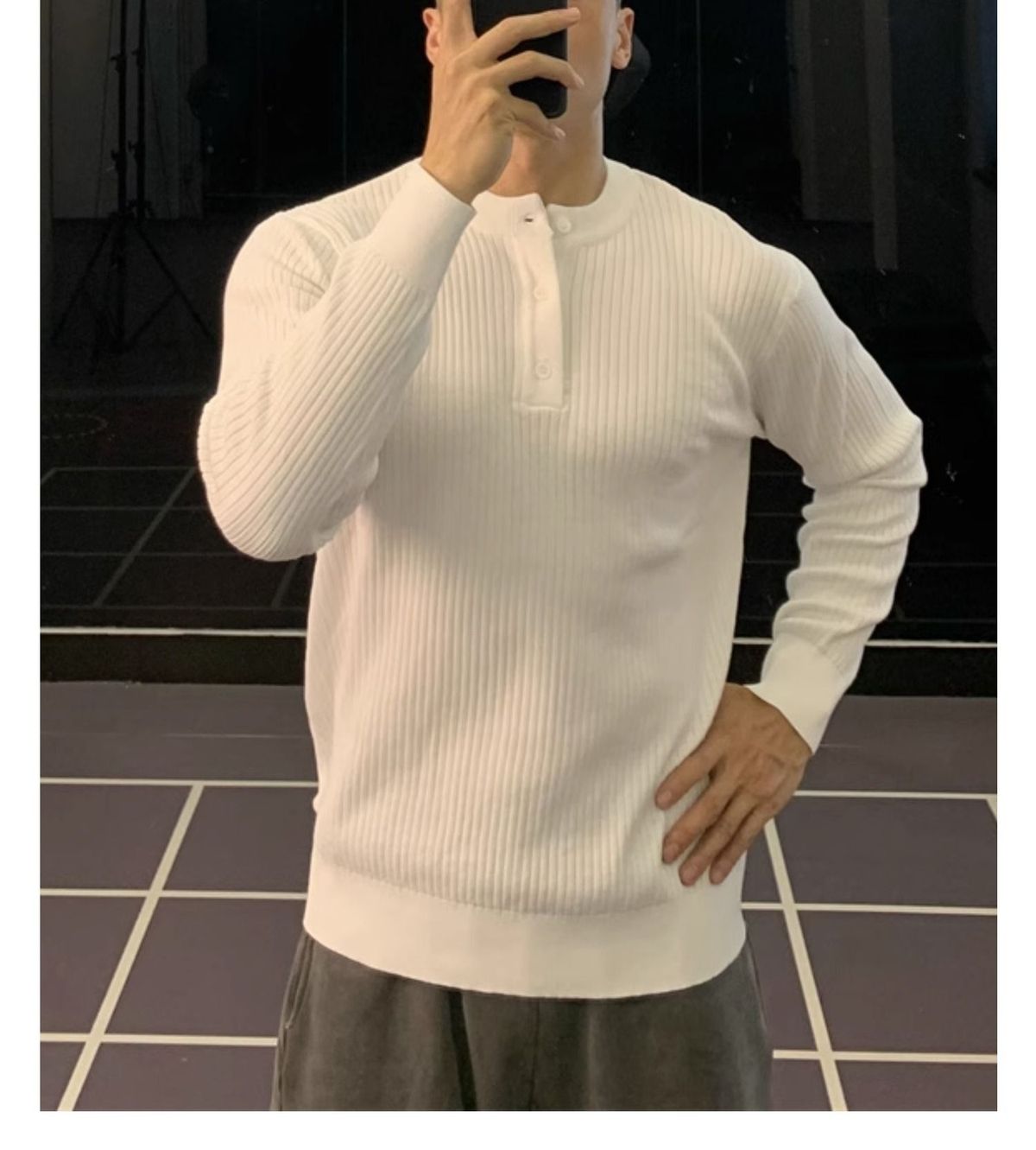 New Henry Collar Sweater Men's Door Neck Long Sleeved Knitted Sweater_viptrois.com