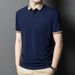 Men's Middle-aged Stretch Non-pilling Summer Loose Short Sleeve Non-iron Slim Fit Turn-down Collar Polo Shirt High_viptrois.com