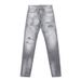Men's Clothing High Street Fashion Men's Jeans Old Gray Washed Hole Patch Paint Trendy Brand Slim Fit Pants_viptrois.com