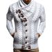 Loom 2024 New High Collar Horn Leather Button Knitted Fashion Cardigan Men's Sweater_viptrois.com