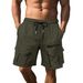 Men's Metallic Shiny Cargo Shorts With Multiple Pockets - Breathable Cotton Blend Workout Shorts For Running, Cycling & Outdoor Activities_viptrois.com