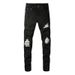 Men's Clothing Fashion Brand High Street Men's Slim Ripped Silver Patch Men's Jeans Men's Pants Small Feet_viptrois.com