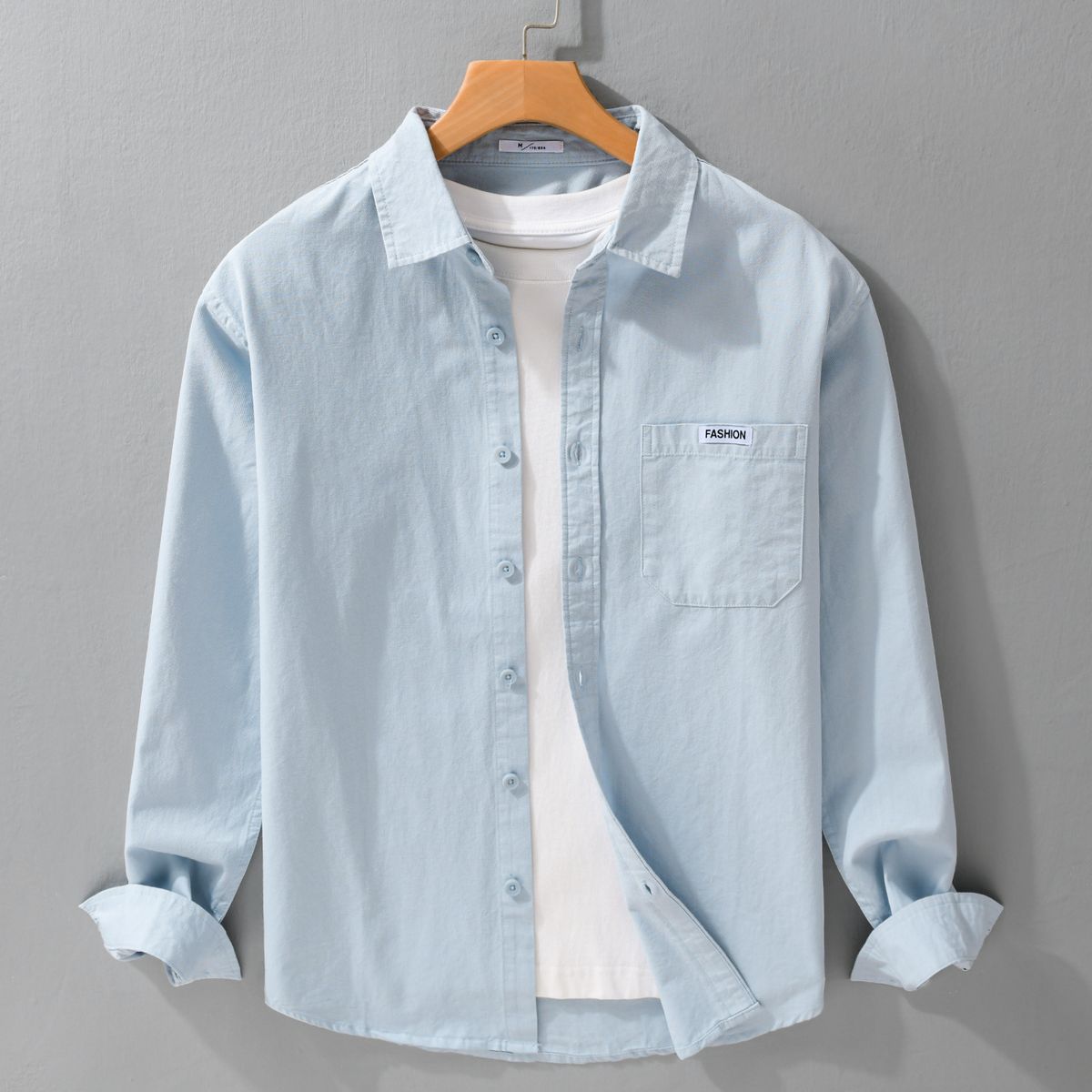 Fresh Long Sleeved Shirt For Men, Fashionable And Versatile, Casual And Artistic Loose Top For Men_viptrois.com