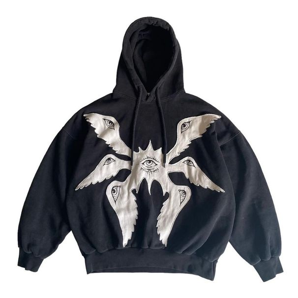 2026 Fashion High Street Y2K Gothic Style Hoodies Outerwear Women Men Angel Patch Embroidery Long Sleeve Casual Loose Vintage Hooded Sweatshirts_viptrois.com