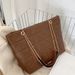 Elegant Quilted Chain Strap Tote Bag For Women - Stylish Casual Shoulder & Crossbody Purse With Soft PU Leather, Spacious & Lightweight_viptrois.com