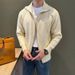 Men's Minimalist High-Neck Zip-Up Knit Sweater - Oversized Long Sleeve Cardigan With Double Zipper, Breathable & Stretchable For Autumn & Winter_viptrois.com