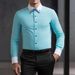 Men's Clothing Color Matching Collar Shirt Button Slim Shirt Business Casual Cotton Design Shirt_viptrois.com