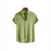 European And American Cross-Border Hot-Selling Rayon Fashion Trend Solid Color Dark Grid Short Sleeve Men's Shirt_viptrois.com