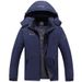 Men's Winter Thermal Jacket With Fleece Lining, Thickened Cotton Coat For Outdoor Cold Weather Protection, Windproof Warm Parka For Travel Wear_viptrois.com