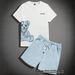 Men's American Style Trendy Cartoon Print Summer Sportswear Set Short Sleeved Casual Two Piece Street Style Couple Outfit_viptrois.com