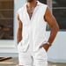 Men's Clothing Casual Stand Up Collar Cardigan Vest Cotton And Linen Style Suit_viptrois.com