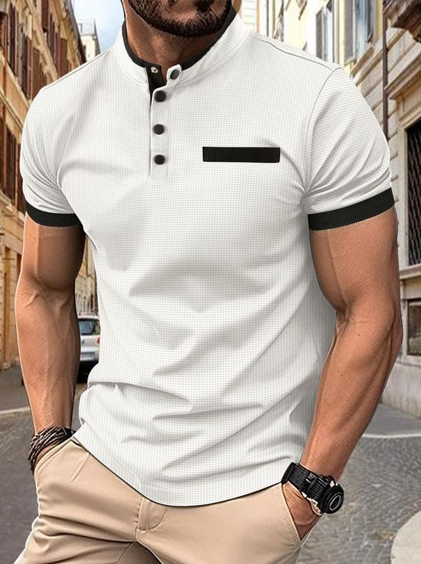 2025 New Fashion Men's Summer Turn-down Collar Short Sleeve Pocket Slim T-shirts Casual Trendy Solid Color Slim Polo Shirts Male_viptrois.com