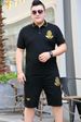 Men's Clothing Fat man plus size lapel t-shirt short-sleeved suit summer oversized shorts sweatpants two-piece suit 195_viptrois.com