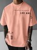 Men's Clothing Trendy Hip Hop High Street Loose Round Neck Short Sleeved Letter Printed T Shirt Tops_viptrois.com