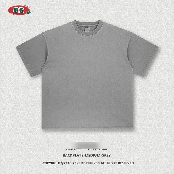 Men's Clothing Retro Simple White Ink Printed Heavy Tee Loose And Handsome Short Sleeved T Shirt For Men_viptrois.com