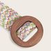 Women's Belts Summer PP Straw Woven Elastic Colorful Wooden Square Buckle Belt Webbing_viptrois.com