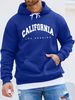 Men's Autumn And Winter Casual Fashionable Loose Hooded Sweatshirt With California Letter Pattern Printed Warm Long Sleeved Pullover_viptrois.com