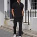 Men's Clothing Men's Clothing Summer New Style Ready Stock Casual Stand Collar Short Sleeve Long Pants Two Piece Set_viptrois.com