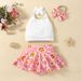 Baby Clothing Girls' solid color halter top + floral trouser skirt suit_viptrois.com