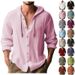 Men's Hooded Long Sleeve Shirt - Cotton Linen Blend For Casual & Sporty Style Casual Shirts_viptrois.com