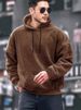 Men's Clothing Oversized Hooded Fleece Sweatshirt - Winter Warm Pullover With Kangaroo Pocket, Soft Coral Fleece Lining, Casual Streetwear_viptrois.com