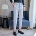Spring And Summer New Men's Suit Pants Men's Solid Color Non-ironing Casual Pants Commuting To Work Slim-fitting Solid Color Nine-point Pants_viptrois.com
