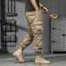 Men's Clothing Retro Wide Leg Casual Versatile Japanese Retro Wide-Leg Cargo Pants - Elastic Waist Jogger Pants In Grey, Khaki, Black & Army Green_viptrois.com