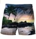2023 Cross-border Summer New 3D Printed Beach Pants Holiday Sunset Landscape Shorts_viptrois.com
