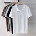 Men's Clothing Retro Short Sleeved Sweater Men's Textured Business Casual Polo Shirt Men's Lapel T Shirt Men_viptrois.com