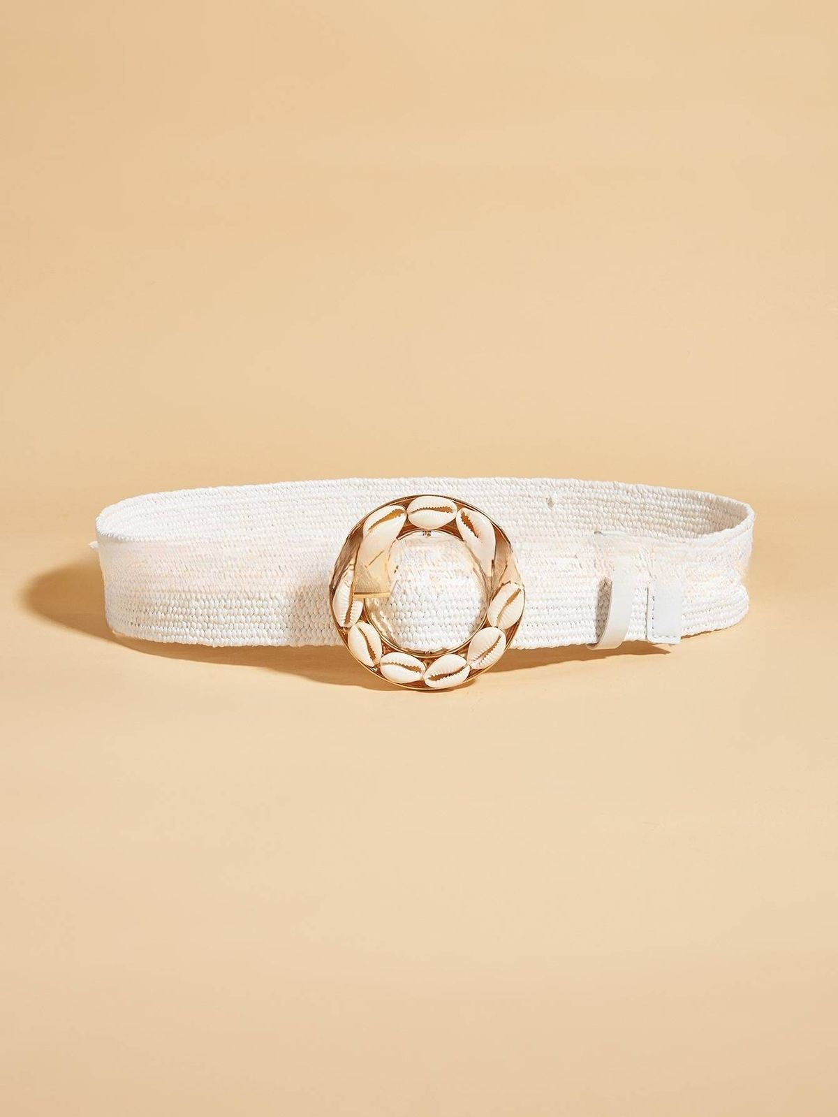 Women Braided Belts New Beach Holiday Style Shell Buckle Pp Straw Woven Ladies Decorative Belt_viptrois.com