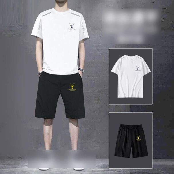 Men's Clothing Sports Suit Summer Ice Silk Quick Drying Shorts Short Sleeved Sportswear Suit Summer Men's Running Quick Drying_viptrois.com