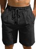 New Men's Loose Cotton And Linen Drawstring Five-pocket Pants - Solid Color Casual Sports Shorts_viptrois.com