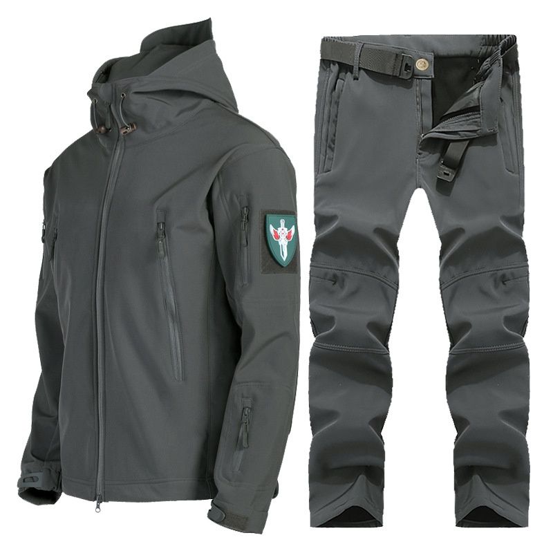 Pulse Outdoor Set For Men Winter Warm Soft Shell Jacket And Pants Fishing Skiing Hiking Fleece Camouflage_viptrois.com