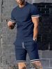 Summer Men's Short Sleeved T-Shirt round Neck Sports Casual Suit Two Piece Set European American Style_viptrois.com