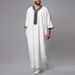 Men's Clothing New Muslim Mid Sleeve Embroidery National Style Moroccan Men's Robe Side Pockets_viptrois.com