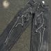 Men's Clothing Laser Stitching Sickle Pattern Embroidery Mid Waist Loose Jeans_viptrois.com