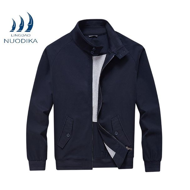 Bas Xuan Ying Spring And Autumn Casual American Retro Business Pure Cotton Stand Collar Loose Motorcycle Coat Jacket_viptrois.com