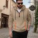Men's Clothing Zip-Up Hoodie With Jacquard Detailing - Multi-Pocket Streetwear Pullover | Casual Athletic Wear In White/Grey/Black/Khaki/Army Green_viptrois.com