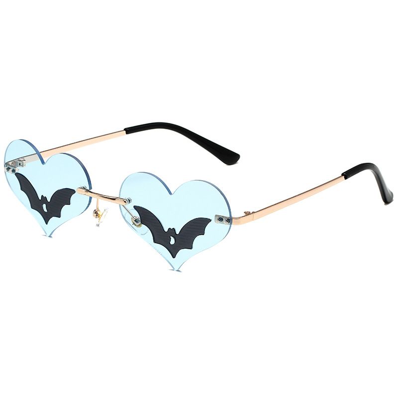 Love Bat Sunglasses - Women's Trendy Metal Frameless Glasses (European & American Party Style, Funny & Personality Design)_viptrois.com