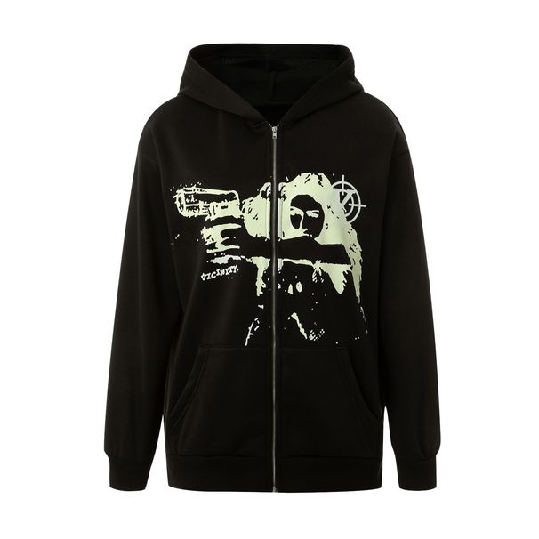 Vintage Print Hoodie Streetwear Hip Hop Retro Washed Hooded Sweatshirt Y2K Men Fashion Unisex Loose Hoodies Autumn And Winter_viptrois.com
