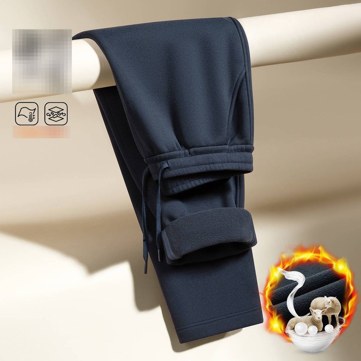 Men's Winter Fleece-Lined Wool Blend Pants - Thickened Thermal Trousers With Windproof Design, Comfortable Straight-Leg Joggers For Casual & Sports_viptrois.com
